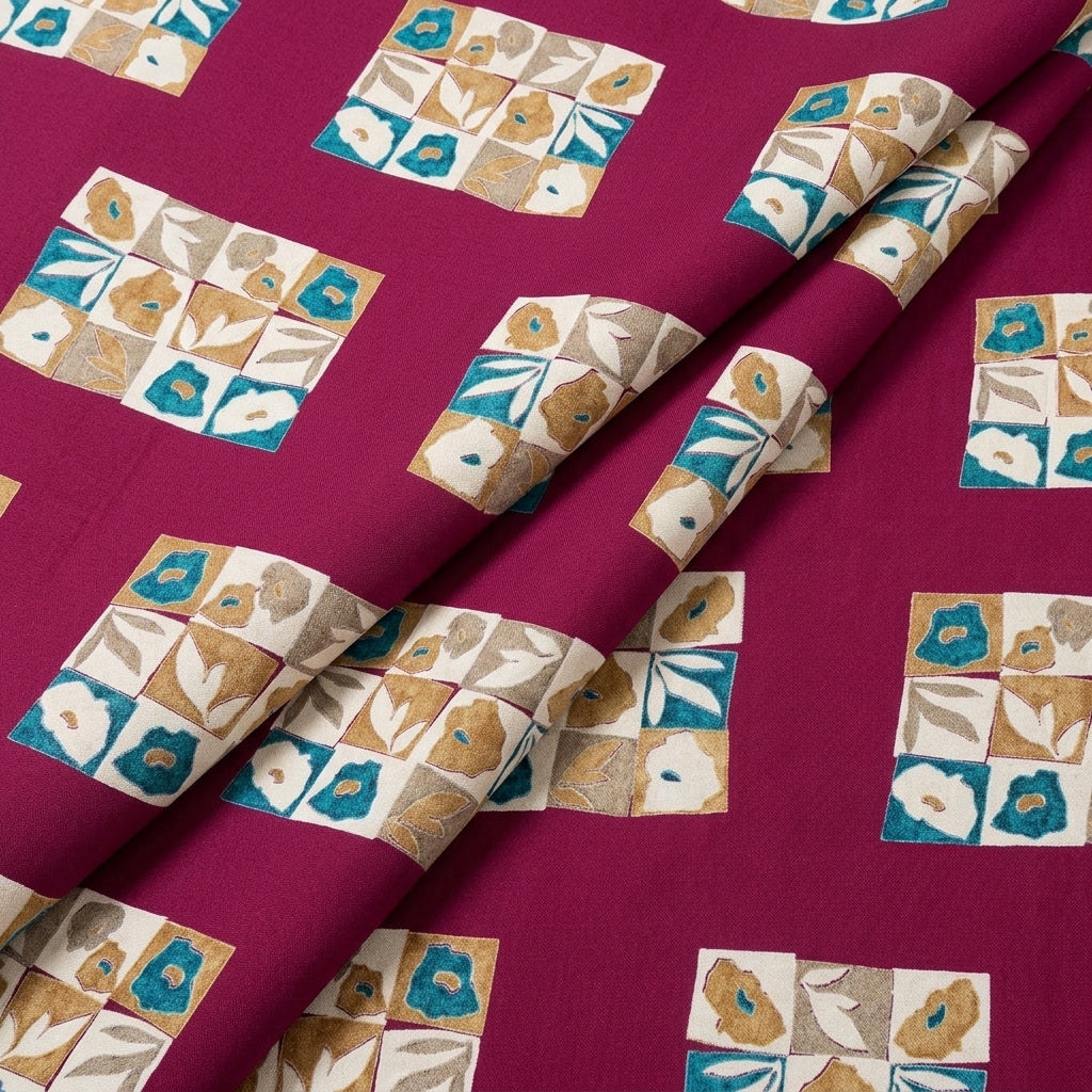 Folded Pink Floral Rayon Fabric