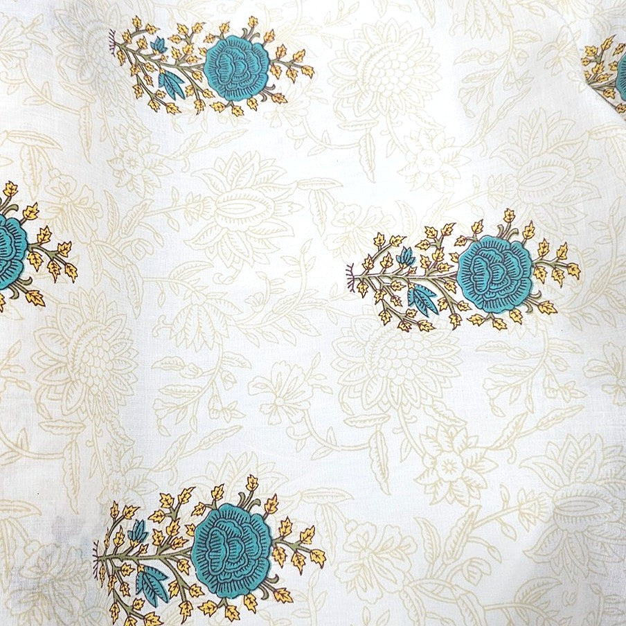 Cream Floral Cotton Fabric - EC3793 - EC3793 - Flat fabric