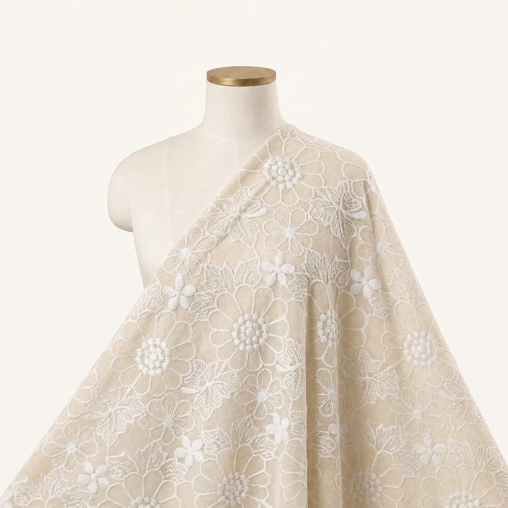 Embroidery Sandal Embroidery Cotton Fabric Draped as a saree