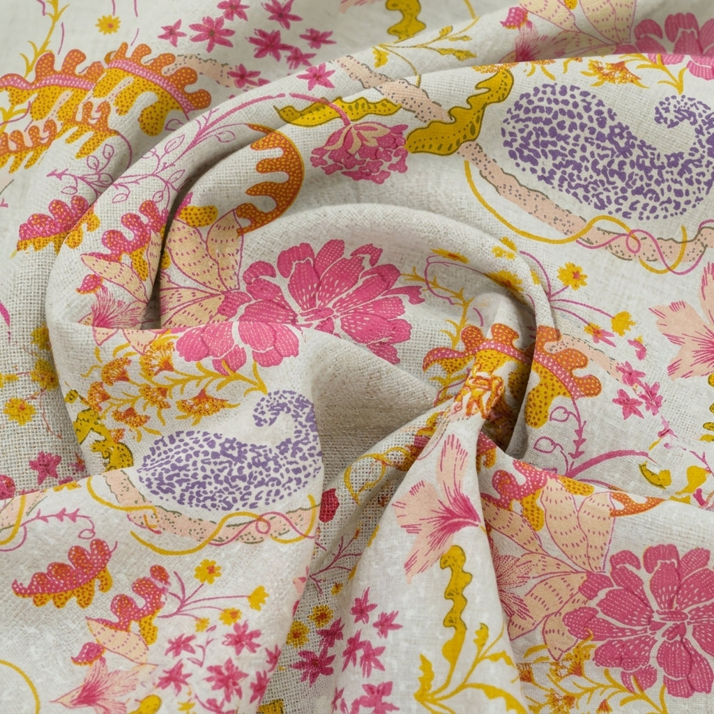 Swirled Paisley Pink Paisley Cotton Fabric