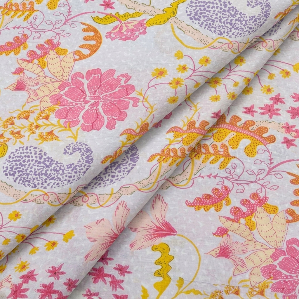 Folded Paisley Pink Paisley Cotton Fabric