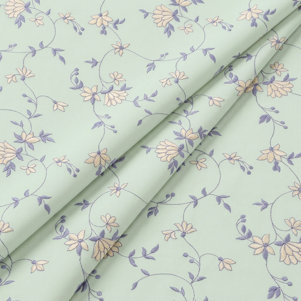 Embroidery Cotton Fabric - EC8678 - folds