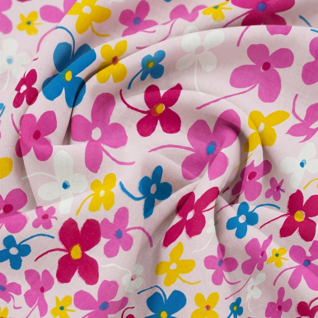 Swirled Crushed Baby Pink Crushed Cotton Fabric