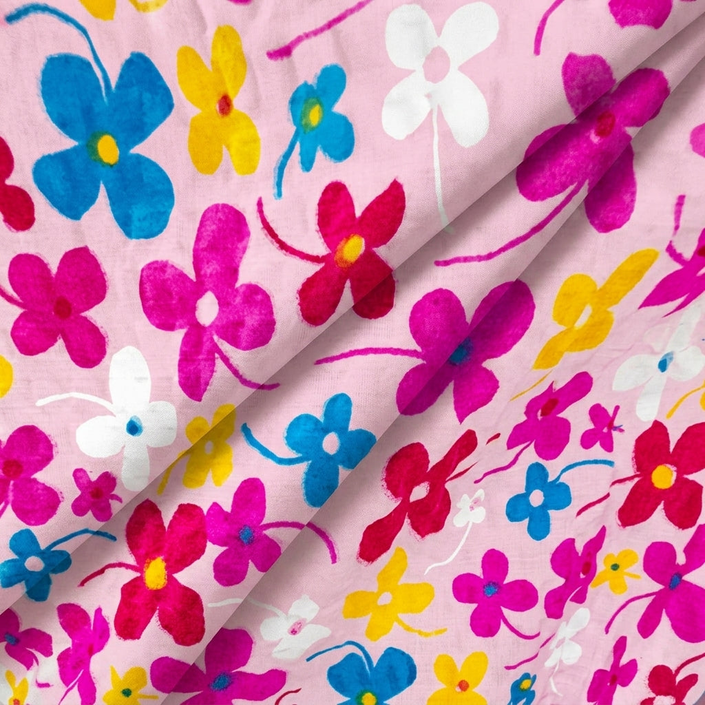 Folded Crushed Baby Pink Crushed Cotton Fabric