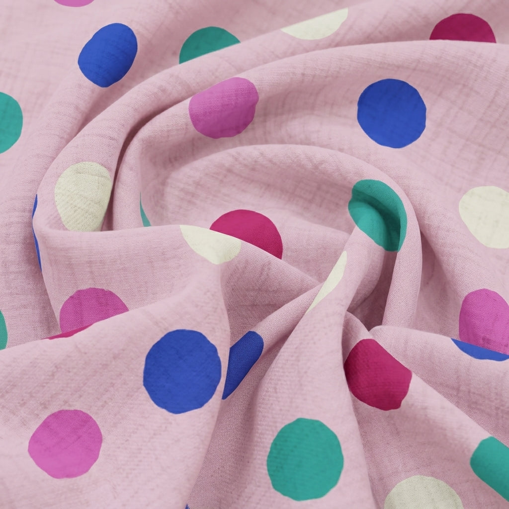 Swirled Crushed Baby Pink Crushed Cotton Fabric