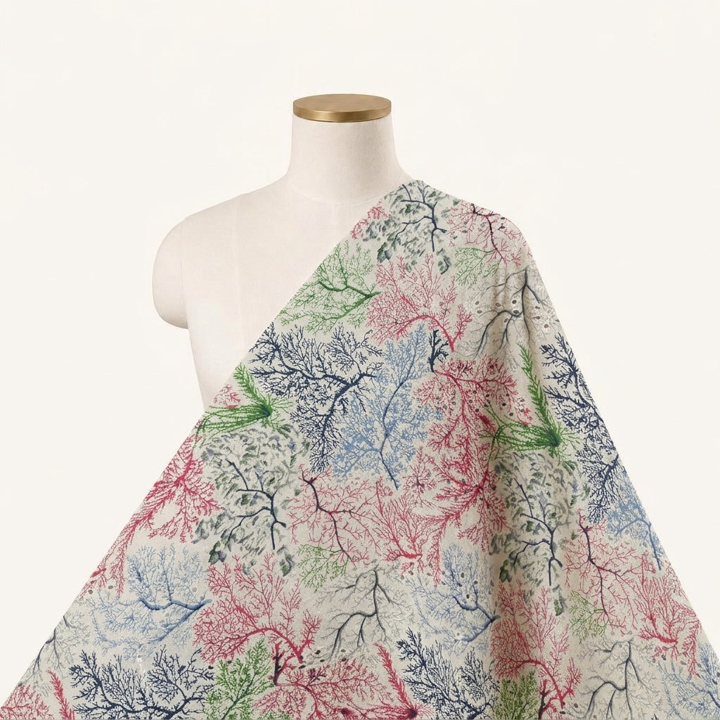 Hakoba Off White Hakoba Cotton Fabric Draped as a saree