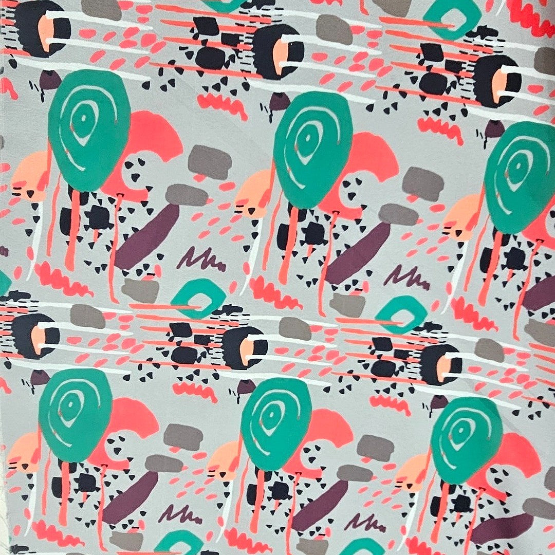 Grey Printed Crepe Fabric - EC9904 - EC9904 - Flat fabric