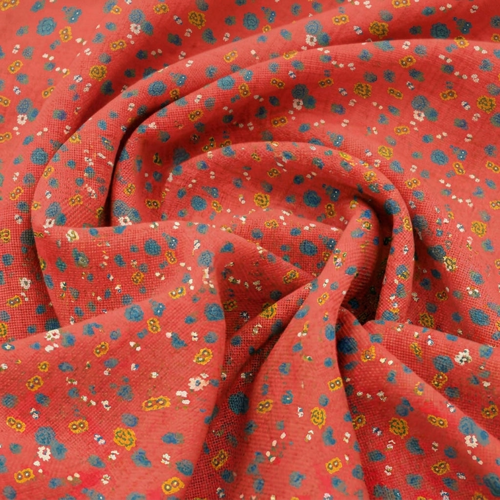 Swirled Floral Red Floral Bizzy Lizzy Fabric