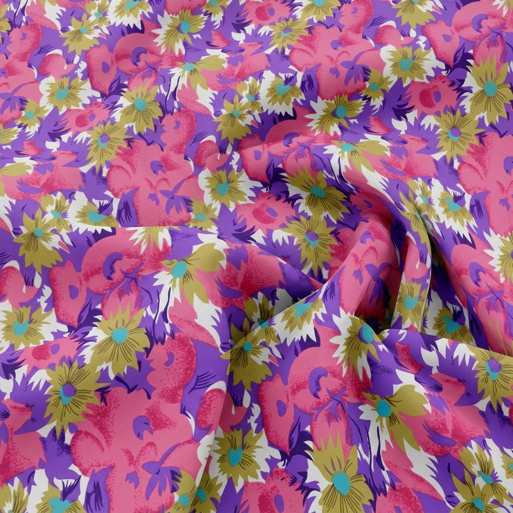 Swirled Floral Purple Floral Bizzy Lizzy Fabric