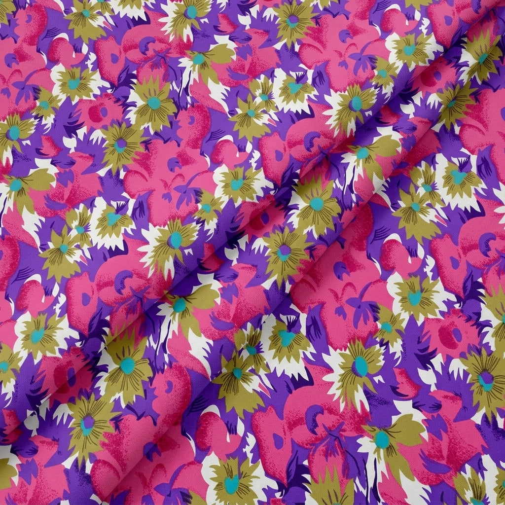 Folded Floral Purple Floral Bizzy Lizzy Fabric