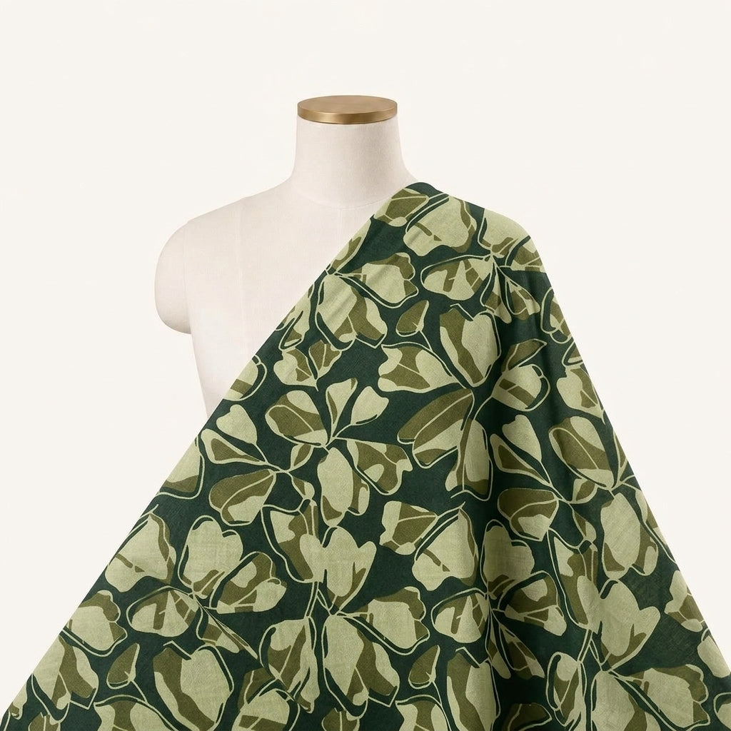 Floral Green Floral Bizzy Lizzy Fabric Draped as a saree