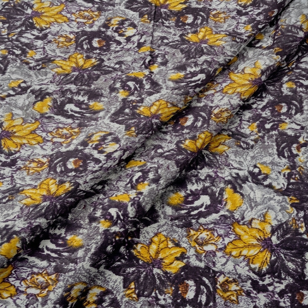 Folded Floral Dark Purple Floral Bizzy Lizzy Fabric
