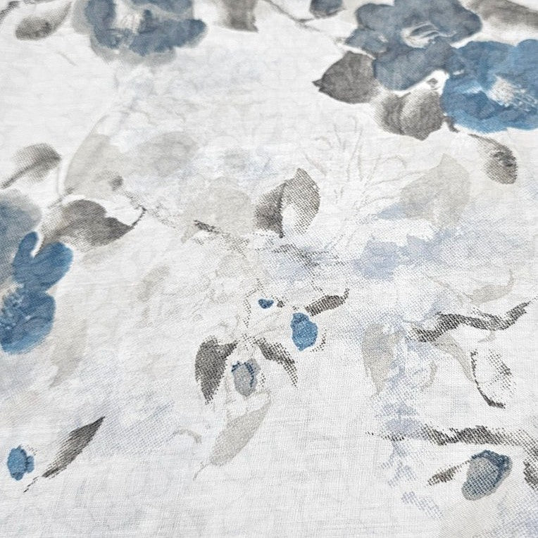 Grey Floral Cotton Fabric - EL00070 - EL00070 - Flat fabric