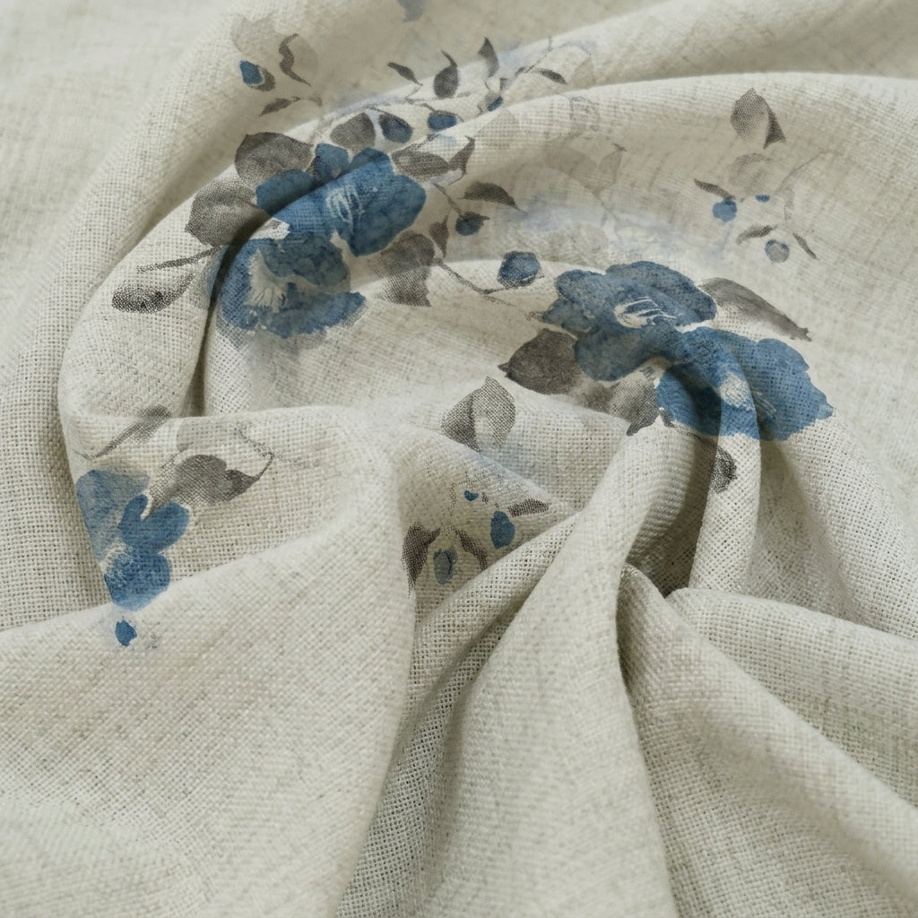 Swirled Floral Grey Floral Cotton Fabric