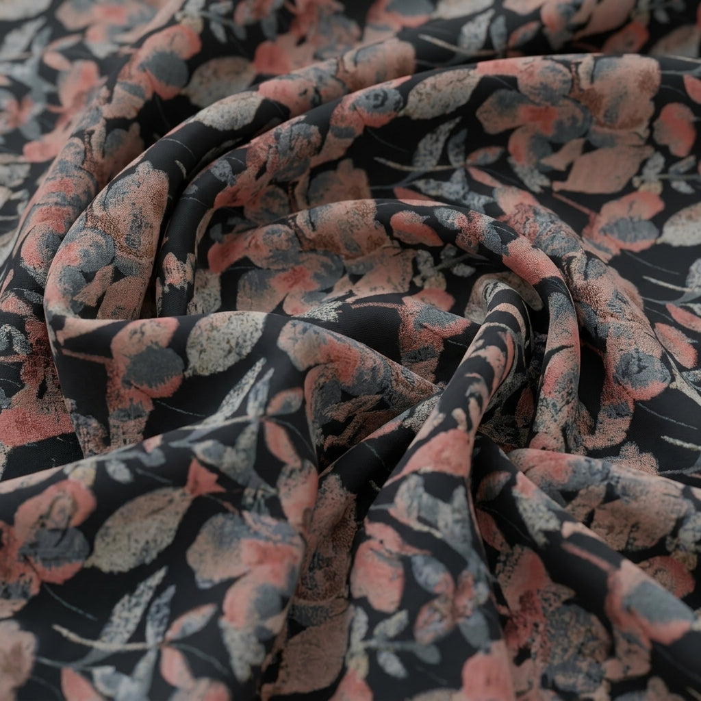 Swirled Floral Black Floral Bizzy Lizzy Fabric