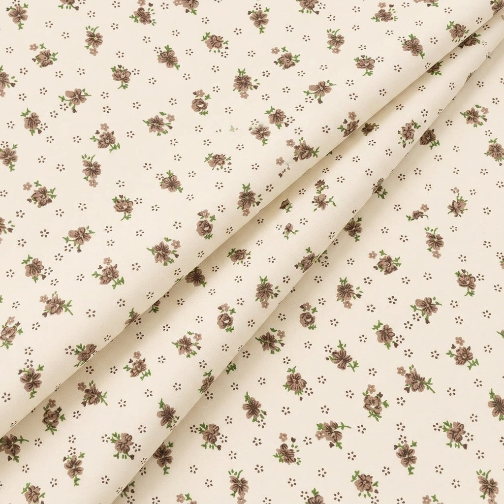 Light Brown Floral Cotton Fabric - EL00075 - EL00075 - folds