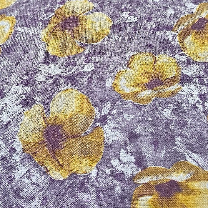 Purple Floral Cotton Fabric - EL00079 - EL00079 - Flat fabric