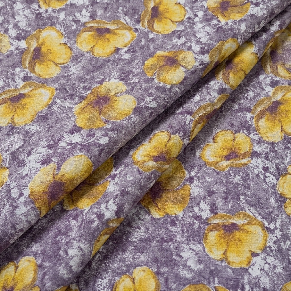 Purple Floral Cotton Fabric - EL00079 - EL00079 - folds