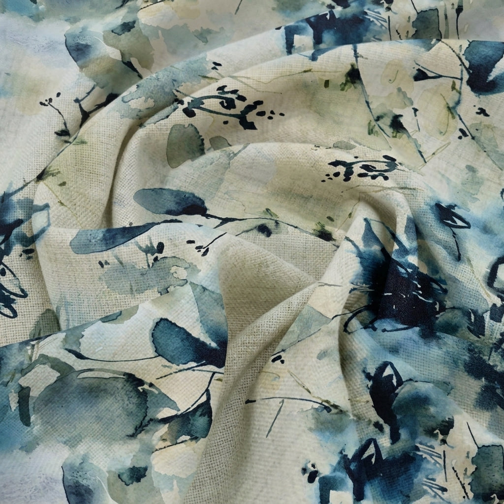 Swirled Floral Cream Floral Georgette Fabric