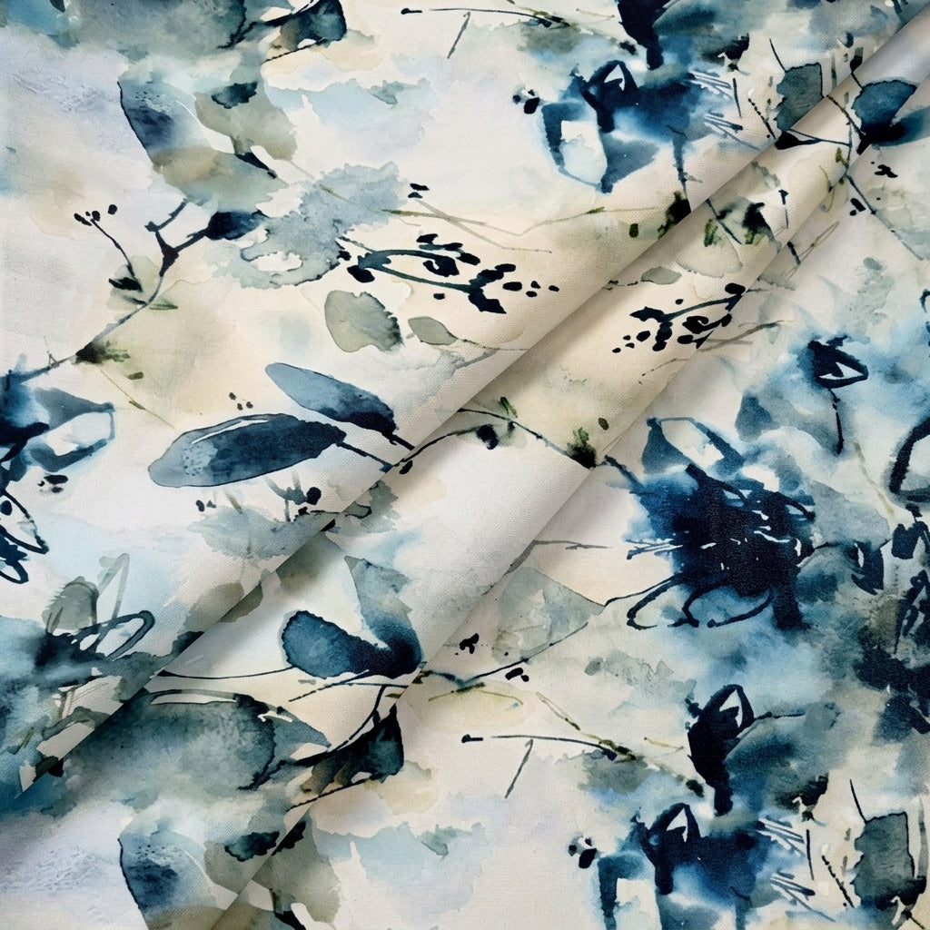 Folded Floral Cream Floral Georgette Fabric