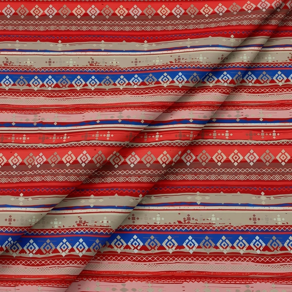 Folded Stripes Multicolor Stripes Georgette Fabric