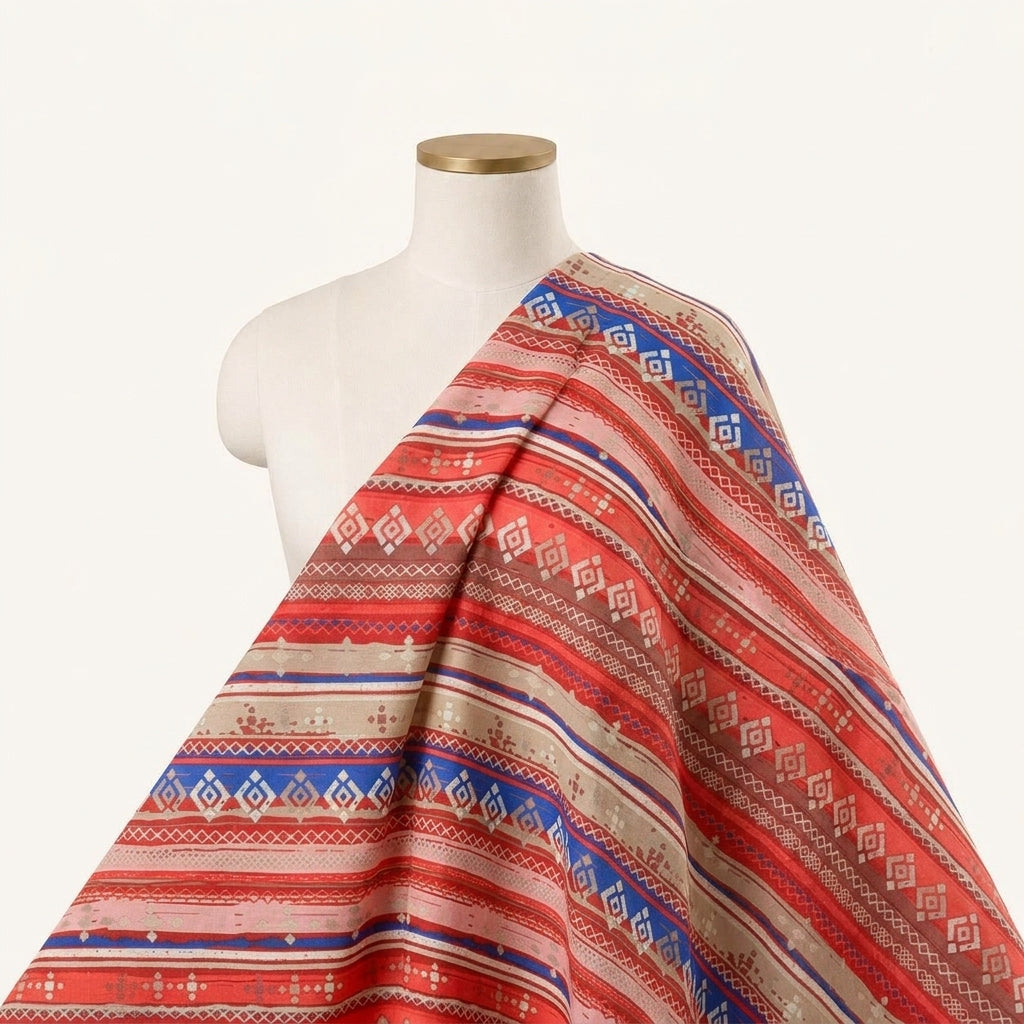 Multicolor Stripes Georgette Fabric - EL00235 - EL00235 - saree_drape