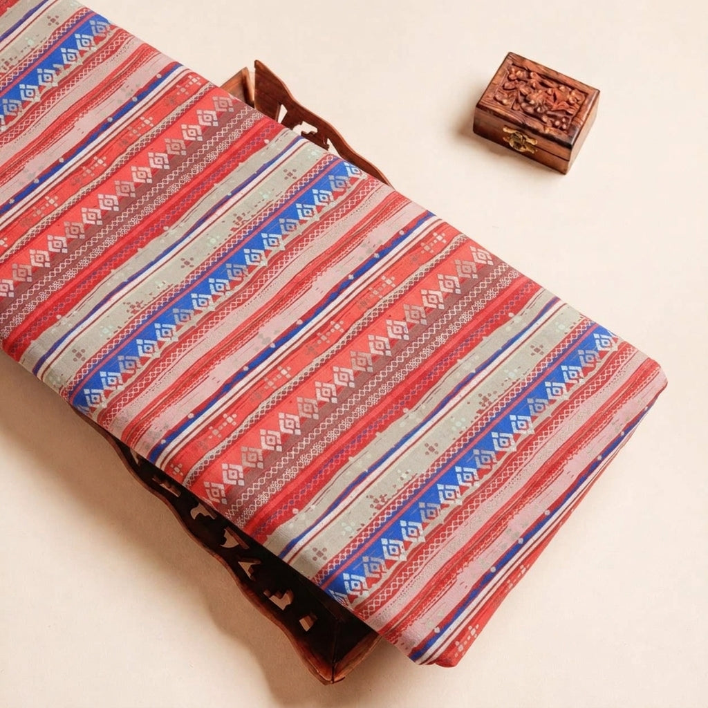 Folded Multicolor Stripes Georgette Fabric Highlighting and Texture