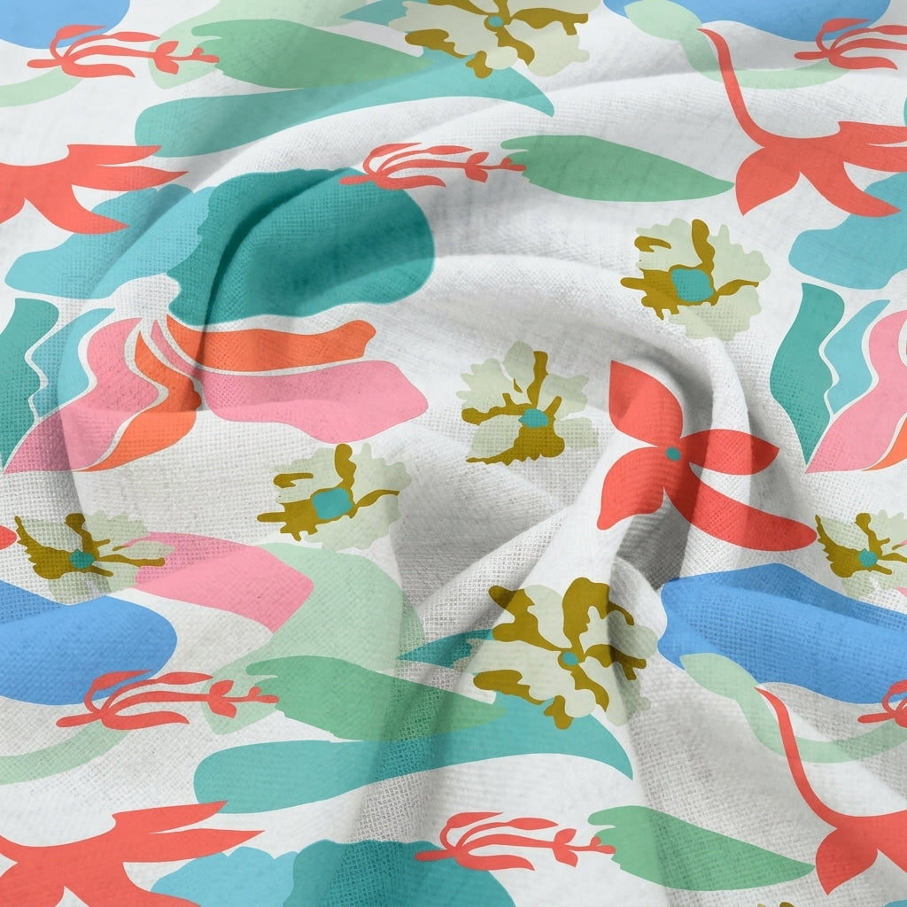 Swirled Floral Blue Floral Georgette Fabric