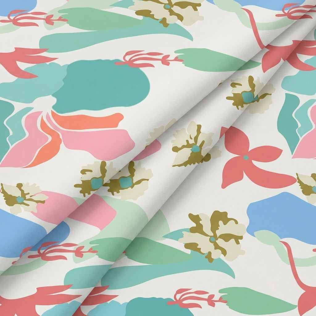 Folded Floral Blue Floral Georgette Fabric