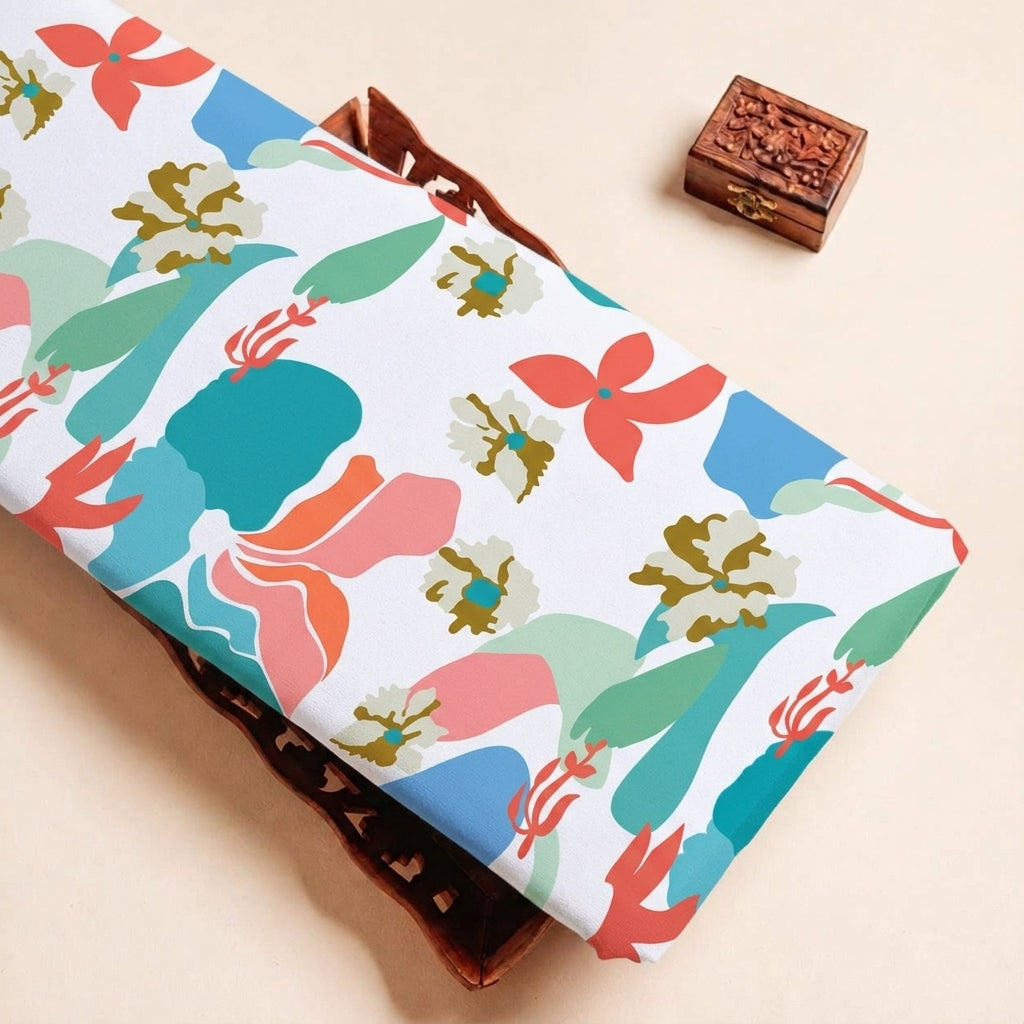 Blue Floral Georgette Fabric - EL00240 - EL00240 - tray_3