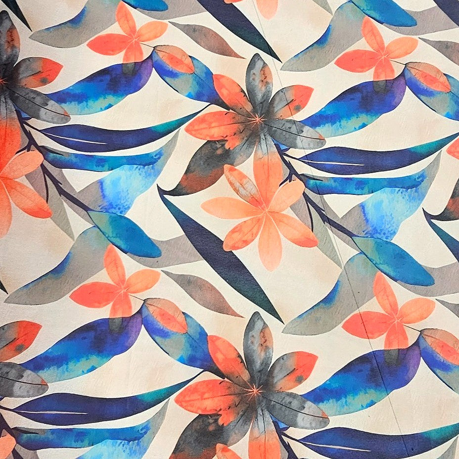 Beige Floral Floral Fabric - EL00248 - EL00248 - Flat fabric