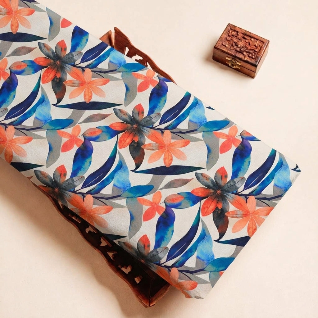 Folded Beige Floral Floral Fabric Highlighting and Texture