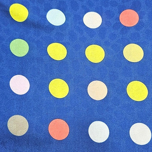 Blue Polka Dots Satin Fabric - EL00268 - EL00268 - Flat fabric