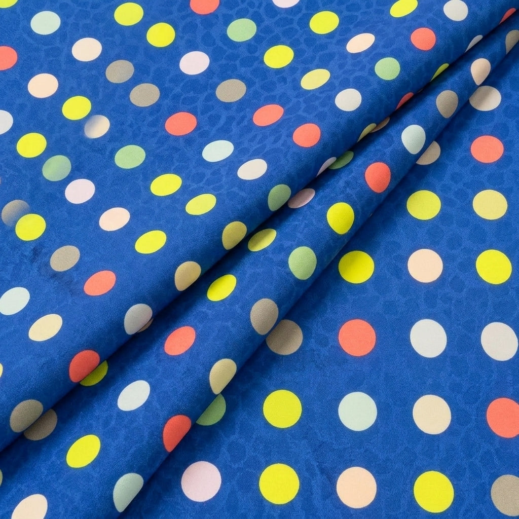 Folded Polka Dots Blue Polka Dots Satin Fabric