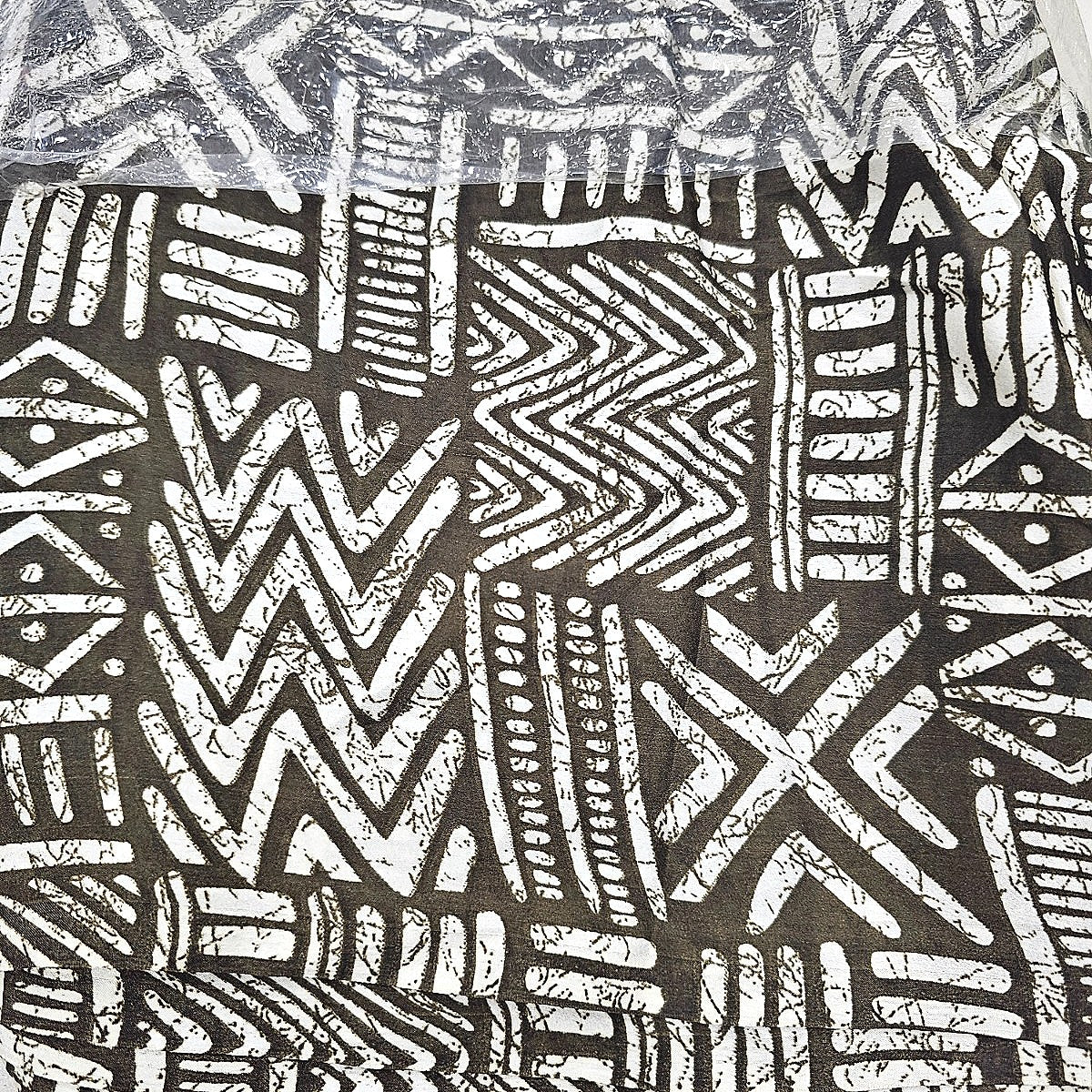 Brown Abstract Satin Fabric - EL00291 - EL00291 - Flat fabric