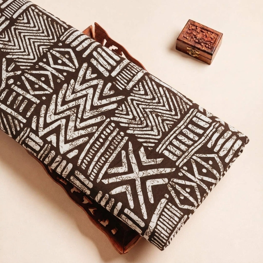 Folded Brown Abstract Satin Fabric Highlighting and Texture