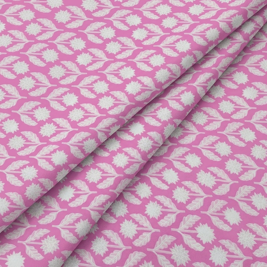 Folded Floral Pink Floral Cotton Fabric