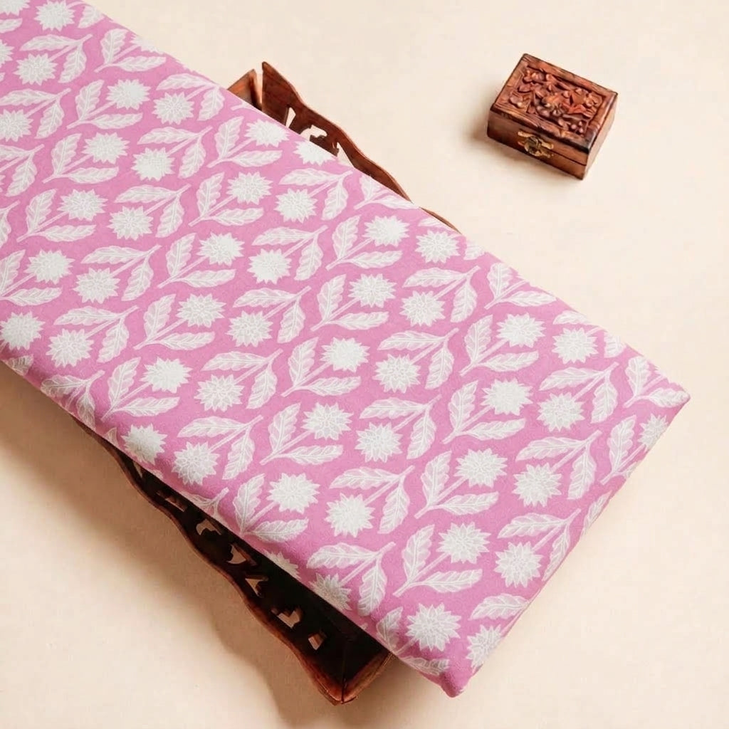 Pink Floral Cotton Fabric - EL00296 - EL00296 - tray_4