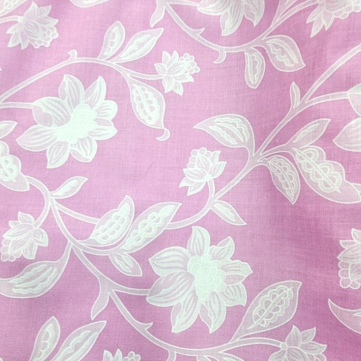 Pink Floral Cotton Fabric - EL00297 - EL00297 - Flat fabric