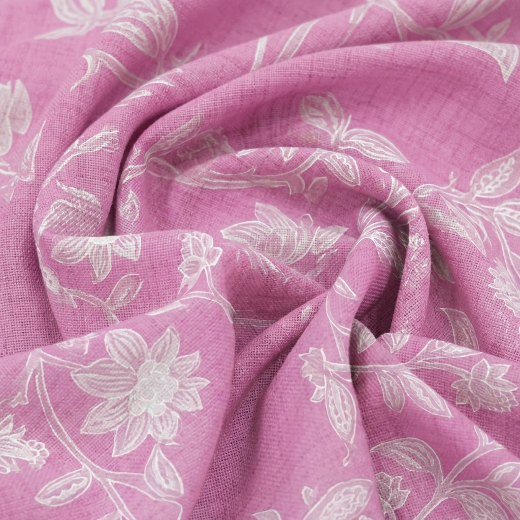 Swirled Floral Pink Floral Cotton Fabric