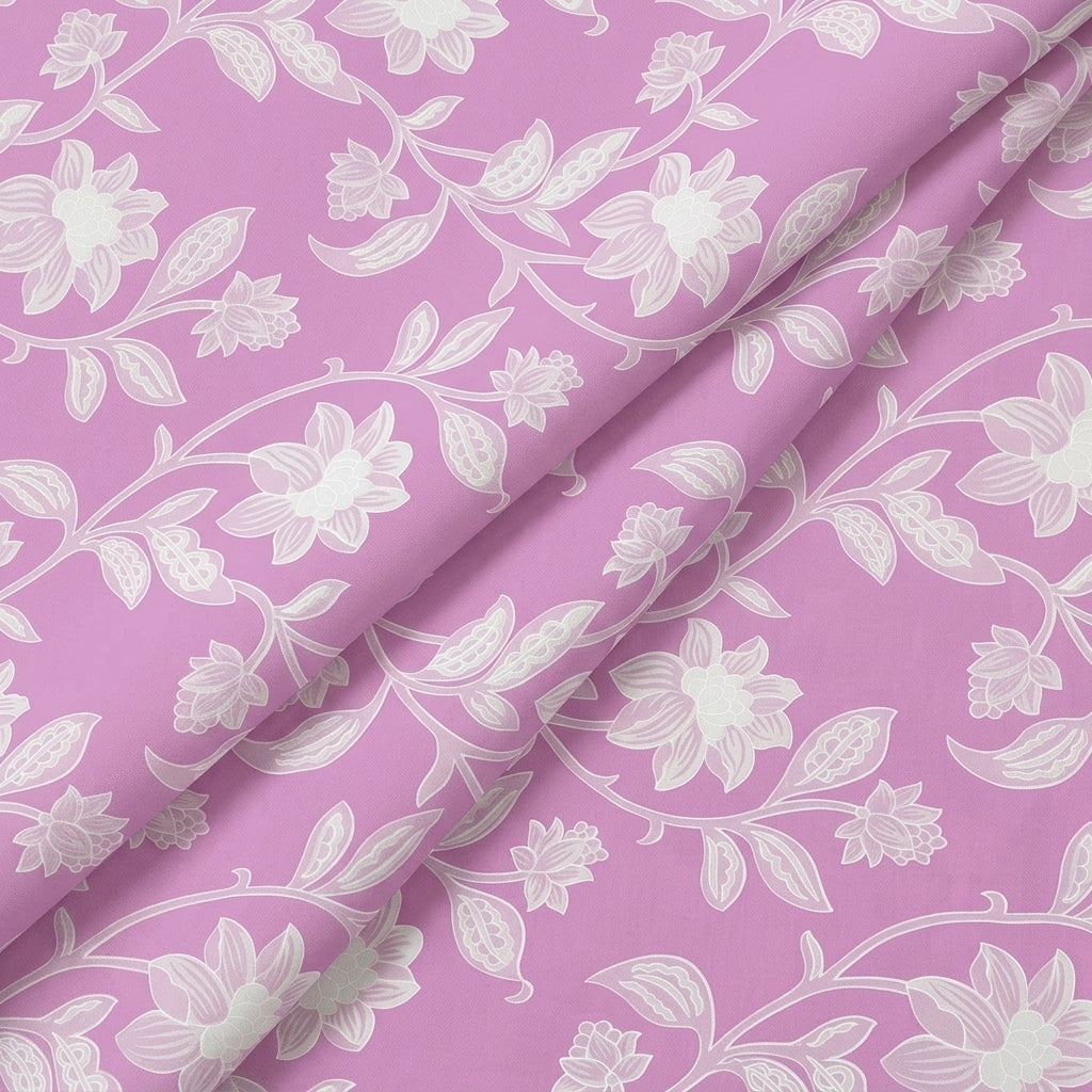 Folded Floral Pink Floral Cotton Fabric
