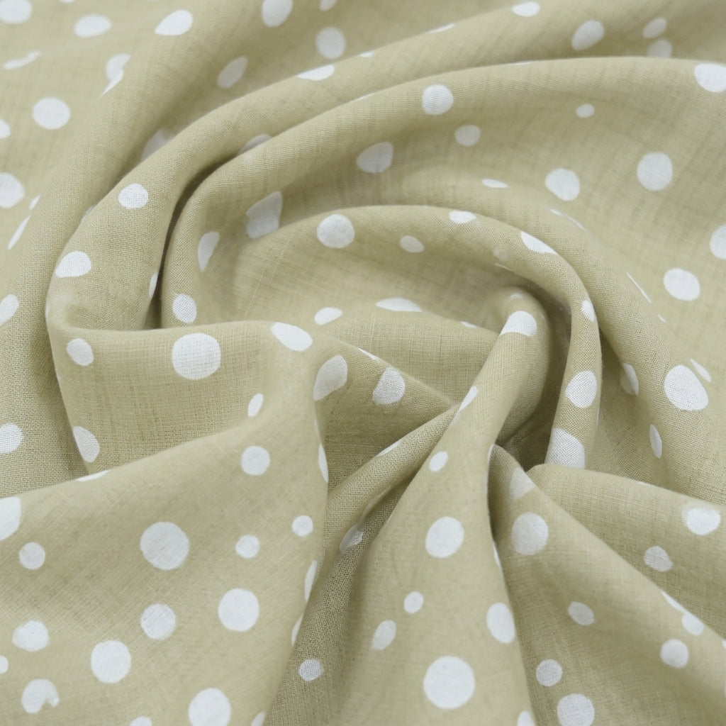 Swirled Polka Dot Light Yellow Polka Dot Cotton Fabric