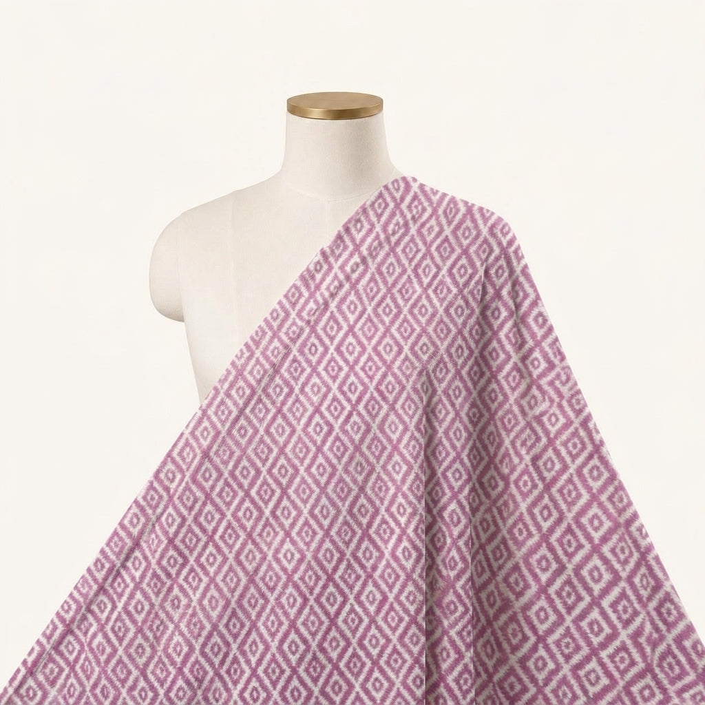 Printed Pink Printed Cotton Fabric Draped as a saree