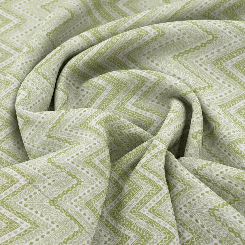 Swirled Chevron Green Chevron Cotton Fabric