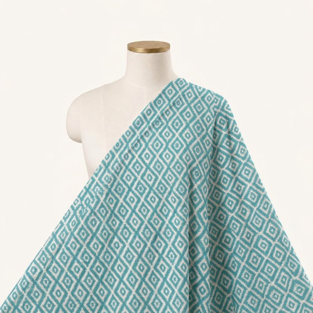 Chevron Blue Chevron Cotton Fabric Draped as a saree