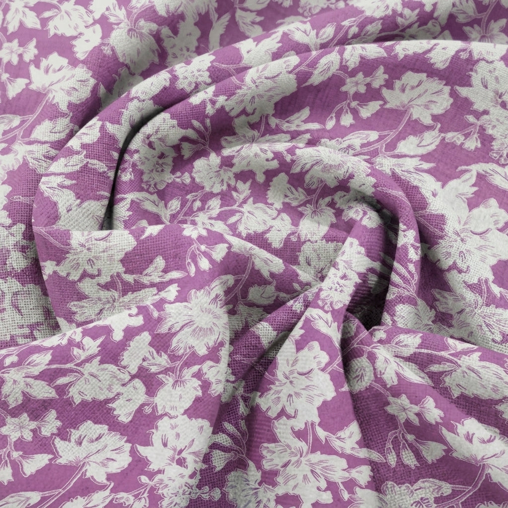 Swirled Floral Purple Floral Cotton Fabric
