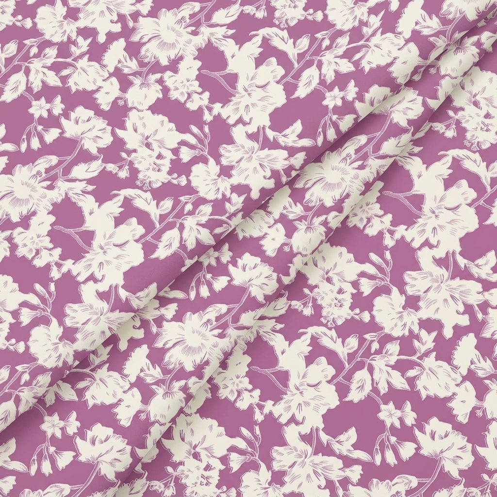 Folded Floral Purple Floral Cotton Fabric