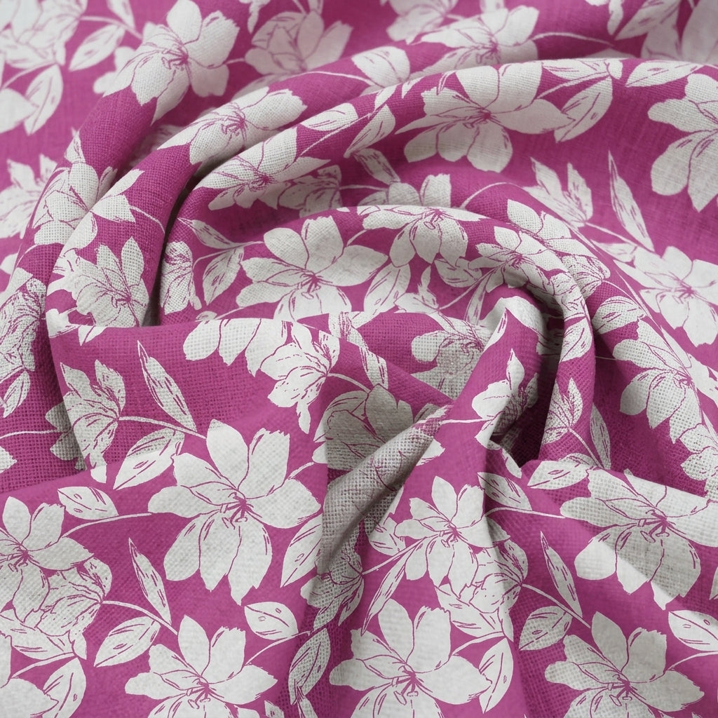 Swirled Floral Pink Floral Cotton Fabric