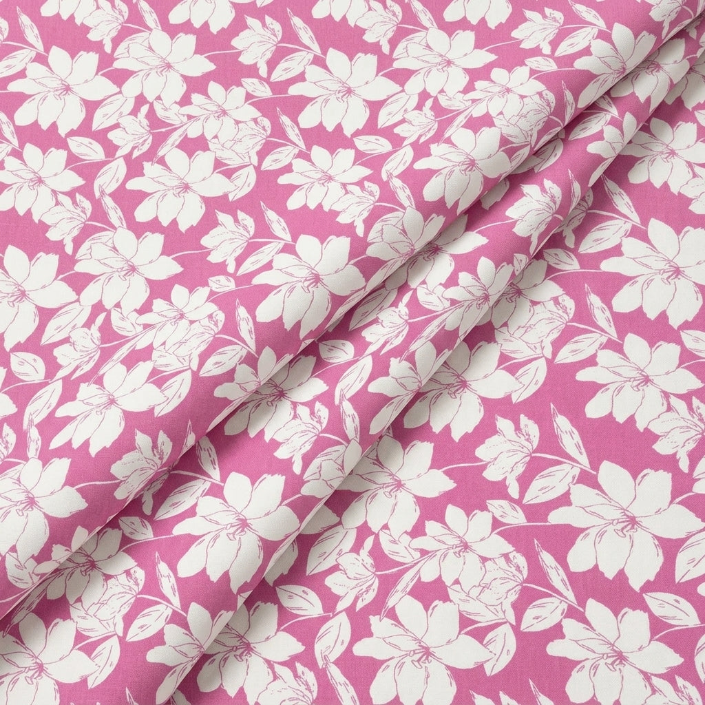Folded Floral Pink Floral Cotton Fabric