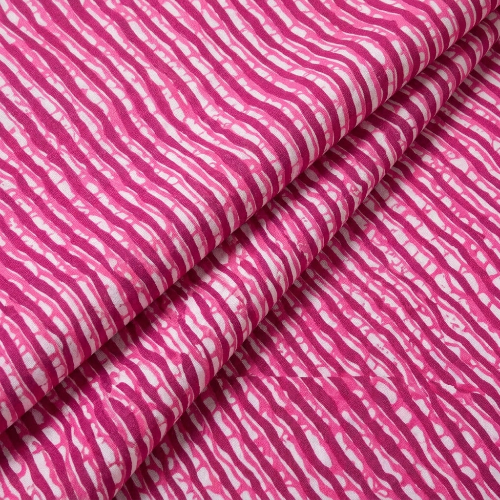 Folded Stripes Pink Stripes Cotton Fabric